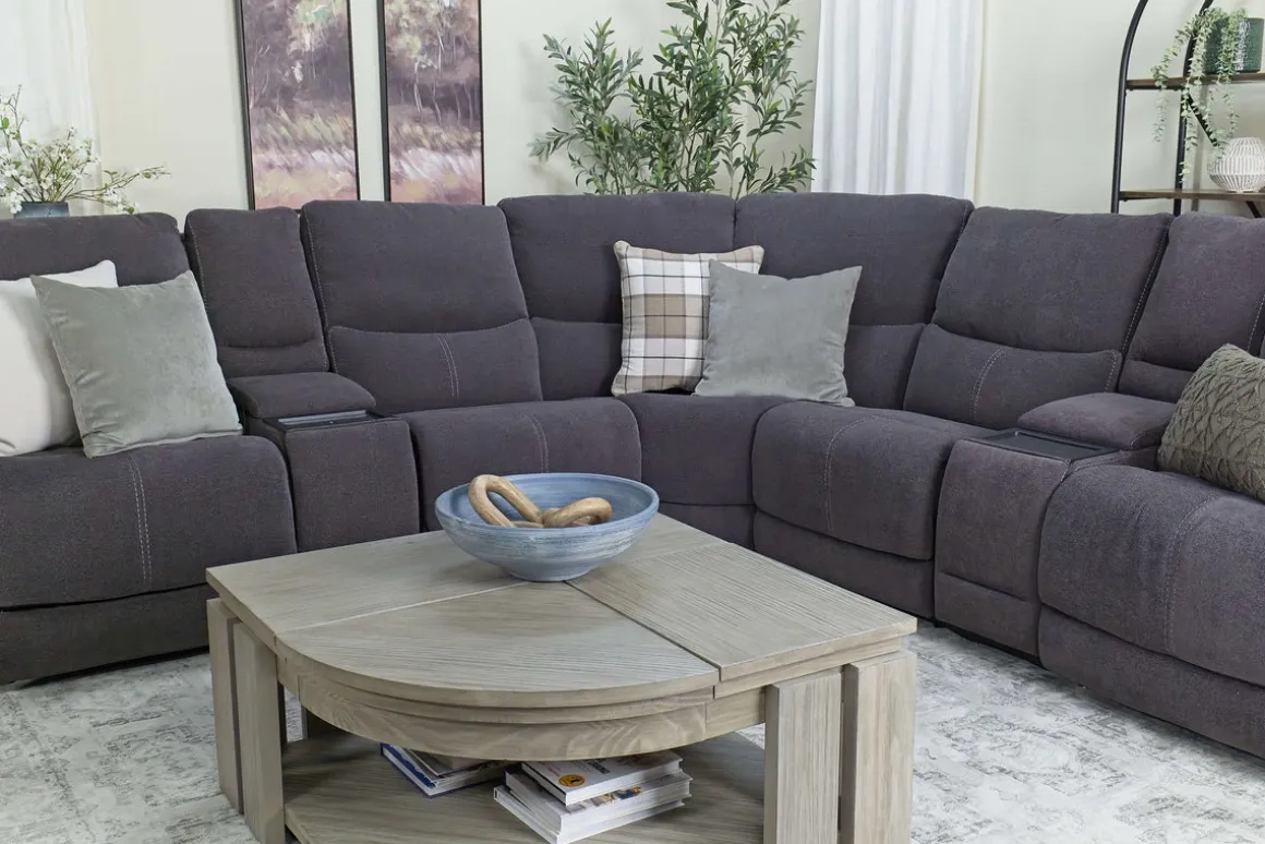 Palencia 7 Piece 3 Power Sectional In Trento Charcoal