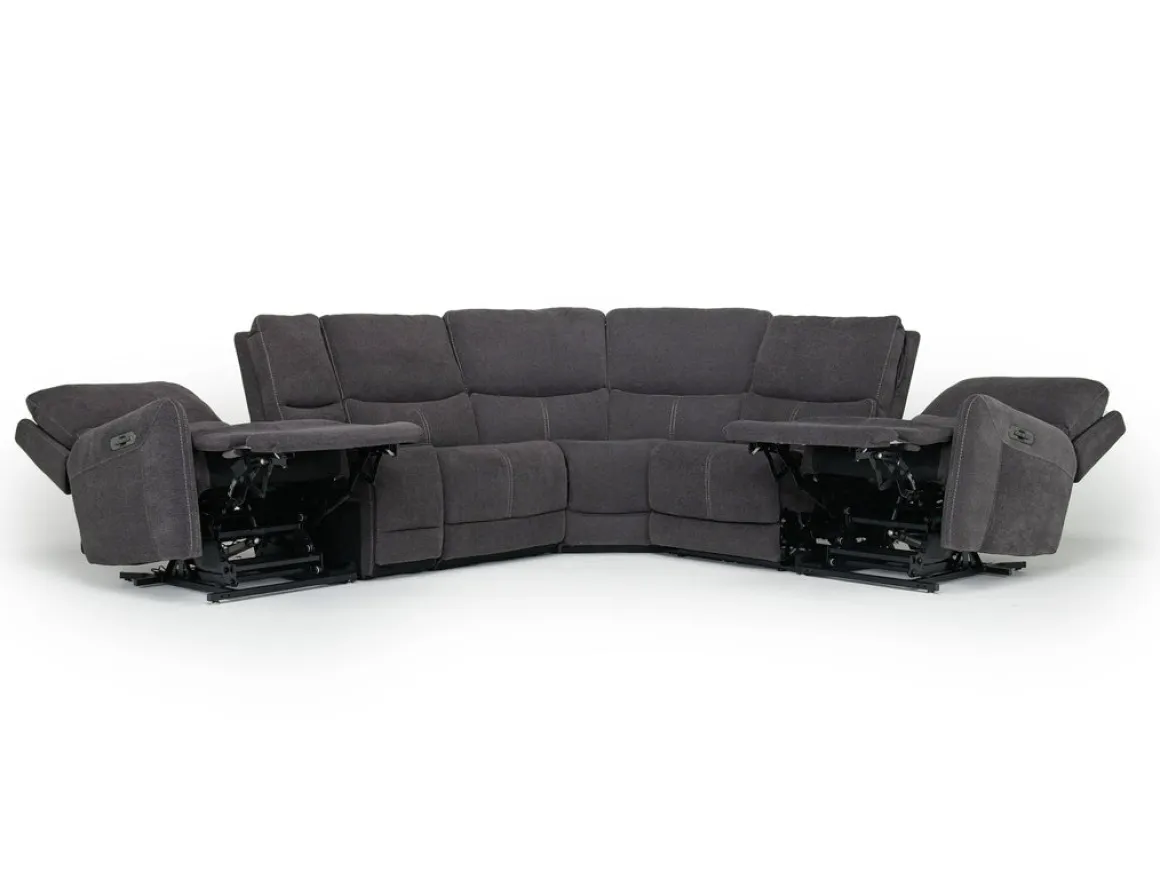 Palencia 6 Piece 3 Power Sectional W/ 3 Power Armless Recliner In Trento Dove