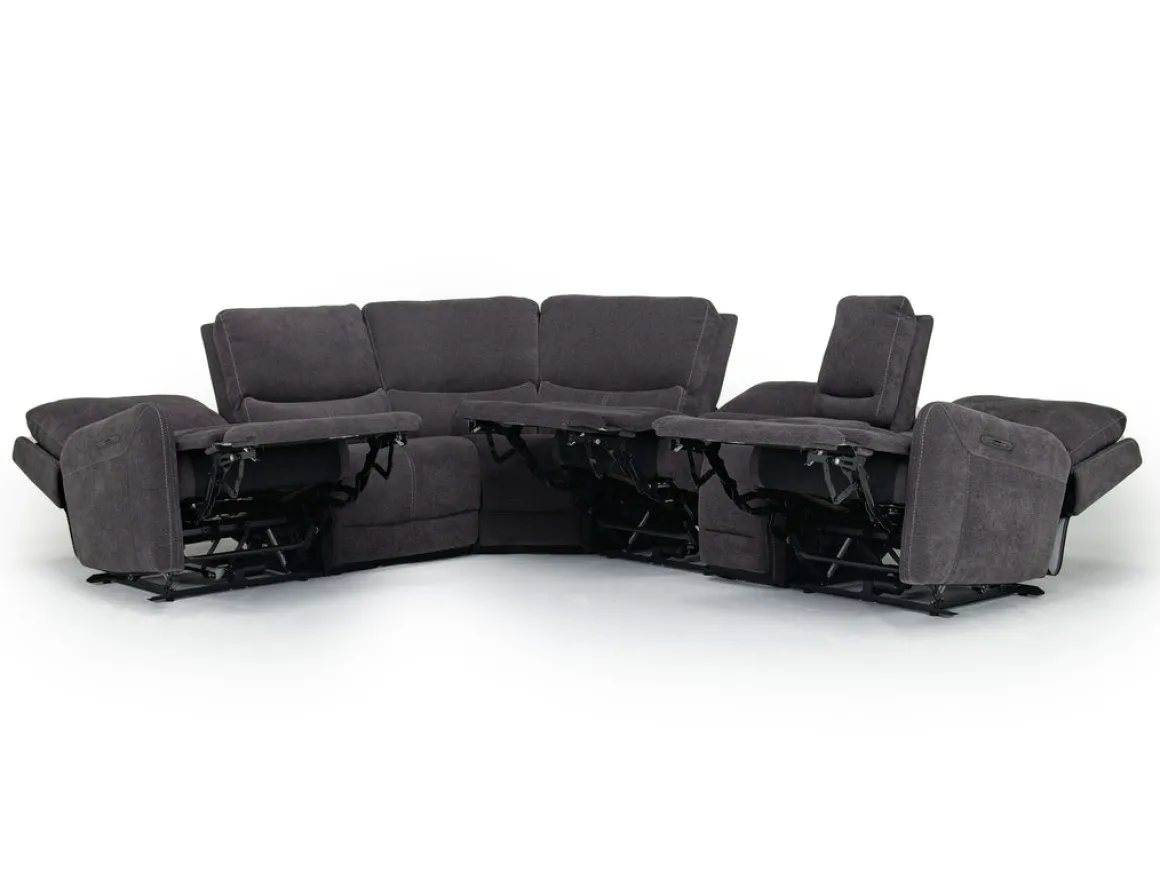 Palencia 6 Piece 3 Power Sectional W/ 3 Power Armless Recliner In Trento Dove
