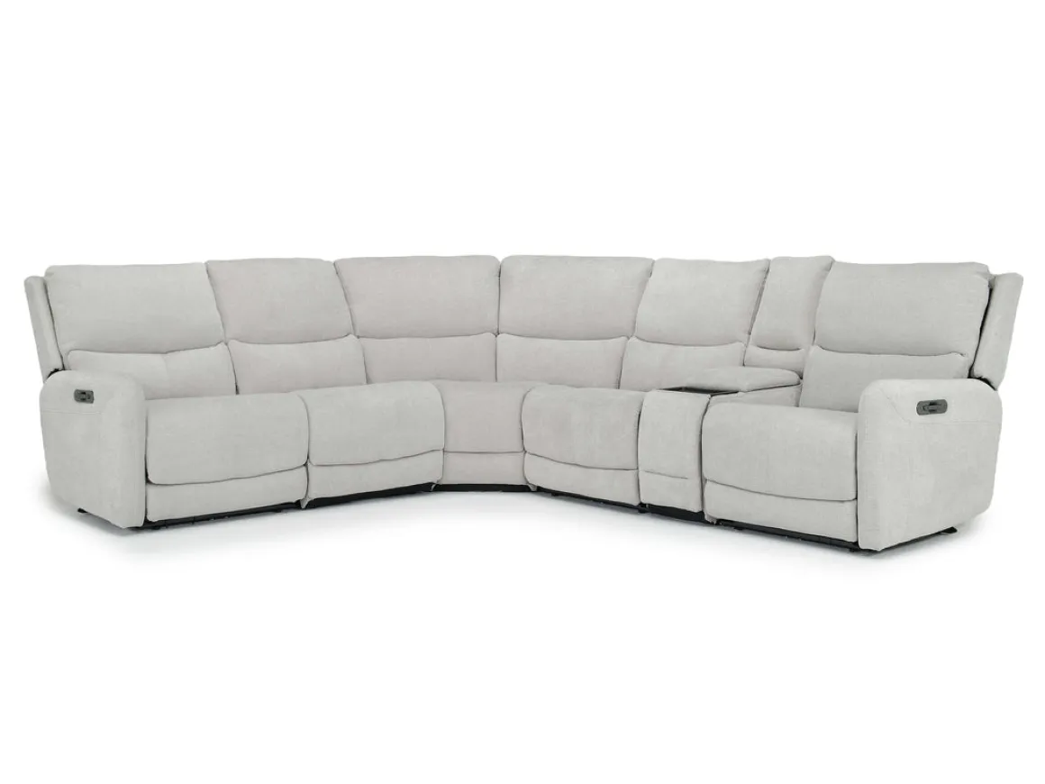 Palencia 6 Piece 3 Power Sectional W/ 3 Power Armless Recliner In Trento Dove