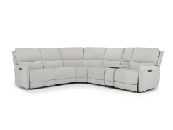 Palencia 6 Piece 3 Power Sectional W/ 3 Power Armless Recliner In Trento Dove