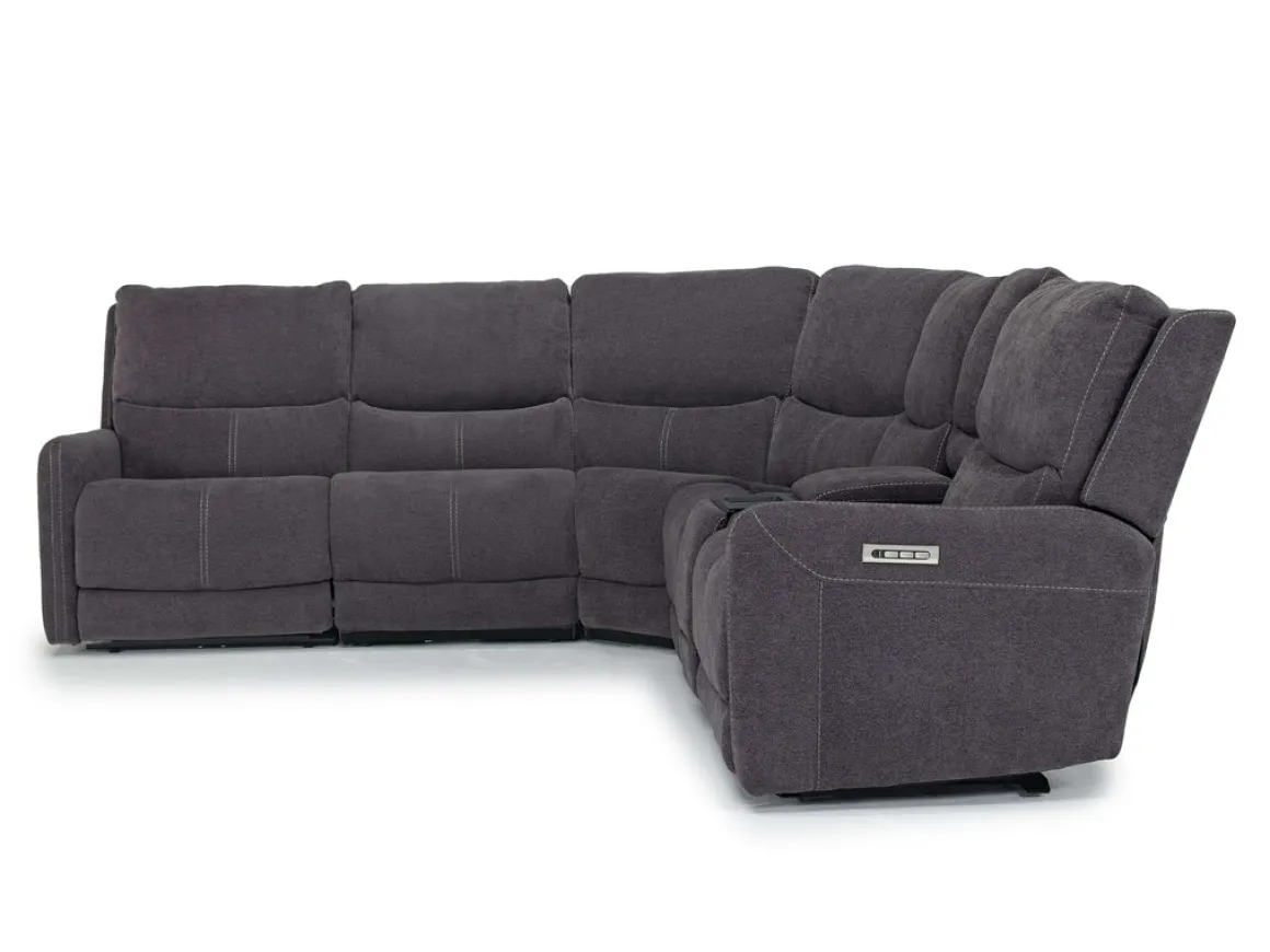 Palencia 6 Piece 3 Power Sectional W/ 3 Power Armless Recliner In Trento Dove