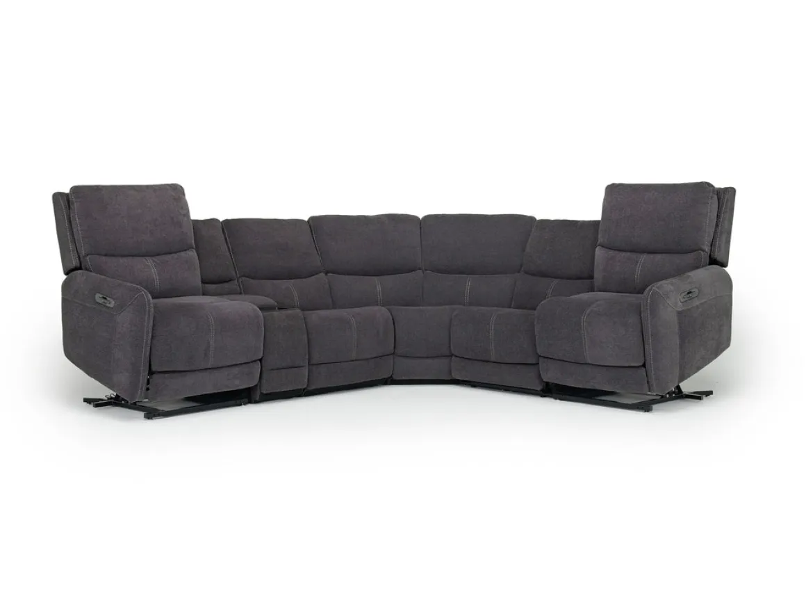 Palencia 6 Piece 3 Power Sectional W/ 3 Power Armless Recliner In Trento Dove
