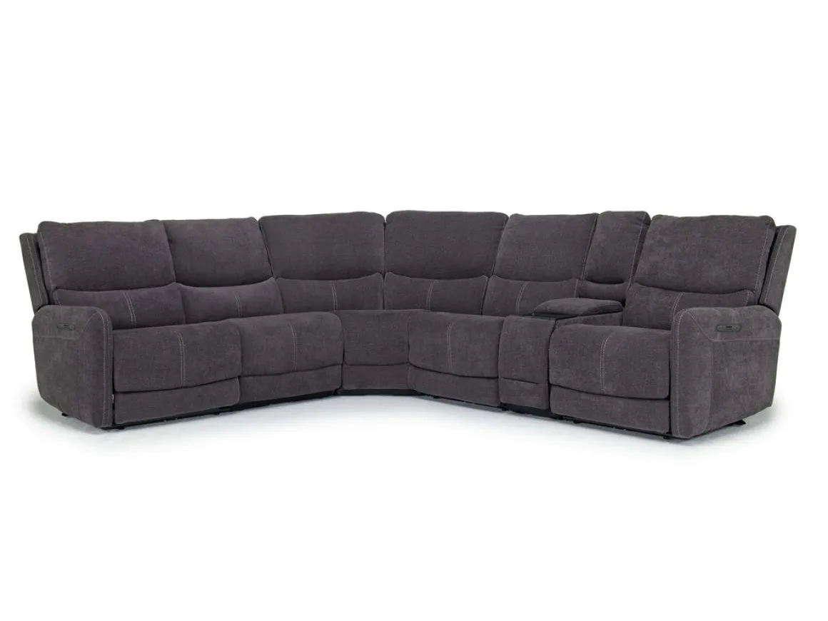 Palencia 6 Piece 3 Power Sectional W/ 3 Power Armless Recliner In Trento Dove