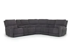Palencia 6 Piece 3 Power Sectional W/ 3 Power Armless Recliner In Trento Dove