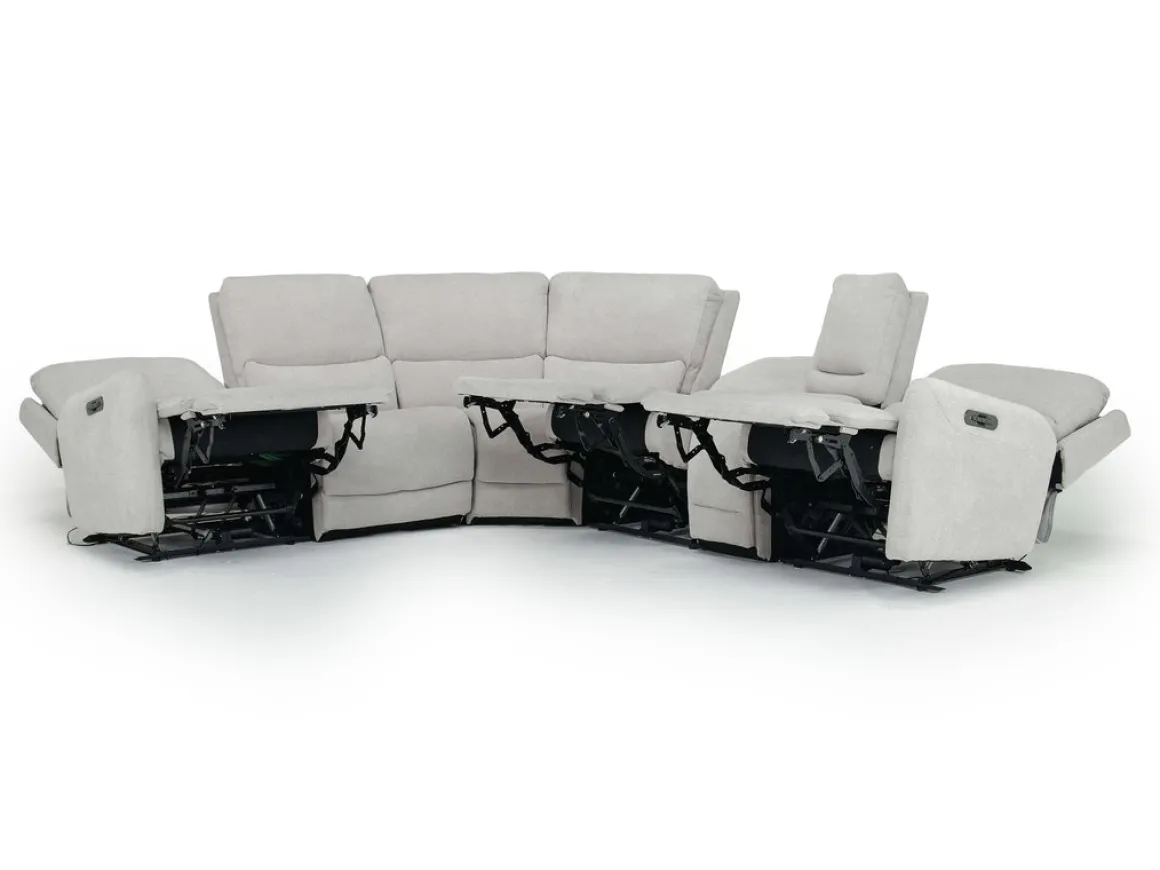 Palencia 6 Piece 3 Power Sectional W/ 3 Power Armless Recliner In Trento Dove