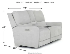 Palencia 3 Power Console Loveseat In Trento Charcoal