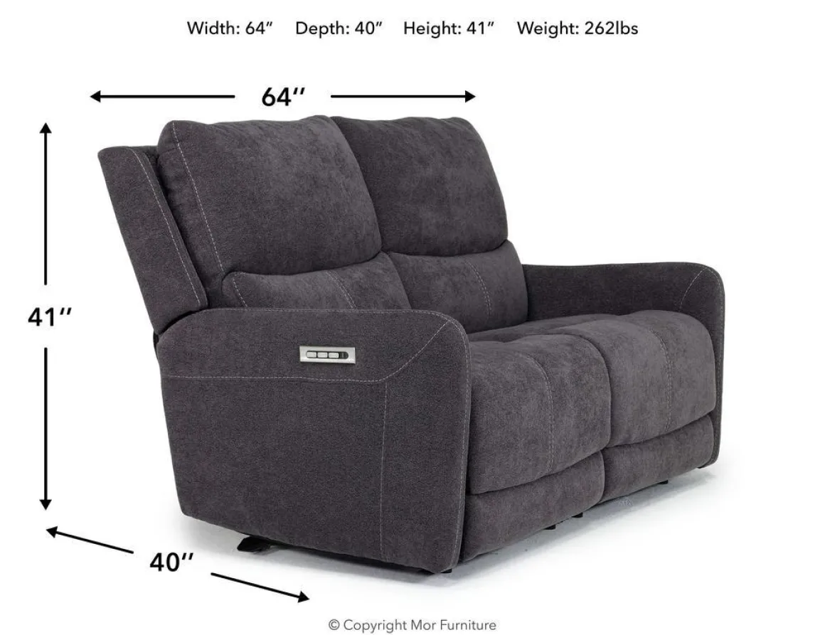 Palencia 3 Power Loveseat In Trento Charcoal