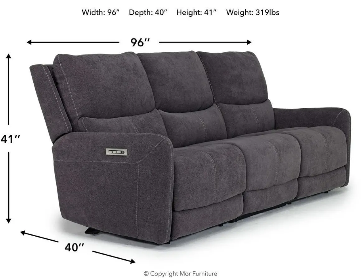 Palencia 3 Power Sofa In Trento Charcoal