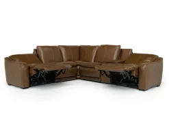 Paradise 6 Piece 2 Power Sectional In Chestnut Leather