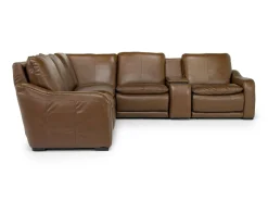 Paradise 6 Piece 2 Power Sectional In Chestnut Leather