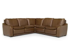 Paradise 5 Piece 2 Power Sectional In Chestnut Leather