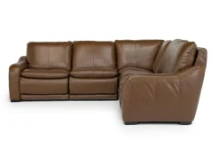 Paradise 5 Piece 2 Power Sectional In Chestnut Leather