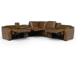 Paradise 7 Piece 2 Power Sectional W/ 2 Power Armless Recliner In Chestnut Leather