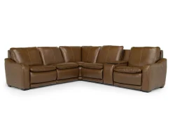 Paradise 6 Piece 2 Power Sectional W/ 2 Power Armless Recliner In Chestnut Leather