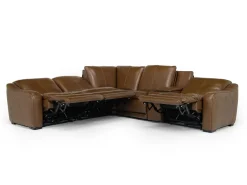 Paradise 6 Piece 2 Power Sectional W/ 2 Power Armless Recliner In Chestnut Leather