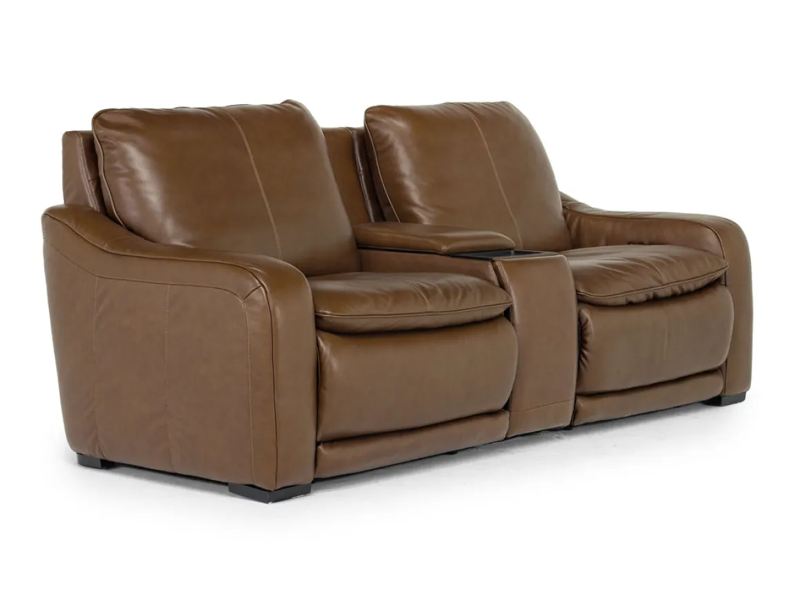 Paradise 2 Power Console Loveseat In Chestnut Leather
