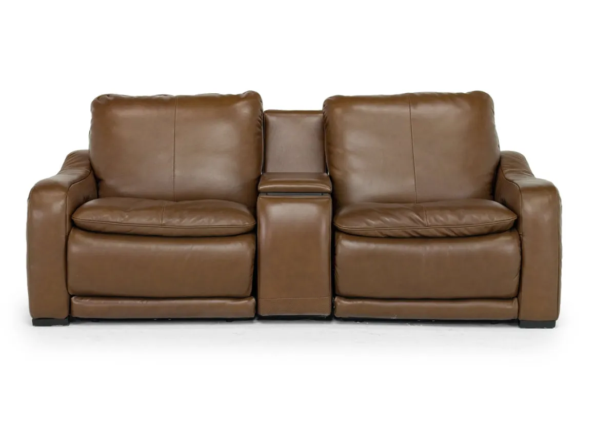 Paradise 2 Power Console Loveseat In Chestnut Leather