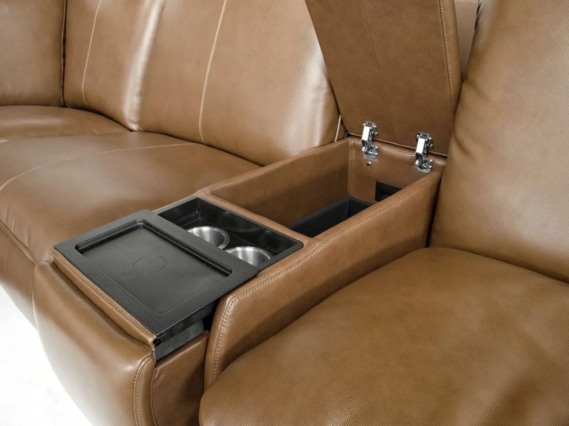 Paradise 2 Power Console Loveseat In Chestnut Leather