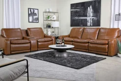 Paradise 2 Power Console Loveseat In Chestnut Leather