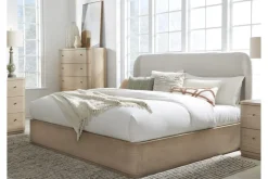 Penny Upholstered Platform Bed In Buff Cream, Full
