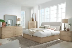 Penny Upholstered Platform Bed In Buff Cream, Full