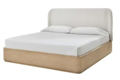 Penny Upholstered Platform Bed In Buff Cream, Full
