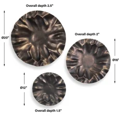 Peonia Wall Art In Bronze, Set Of 3