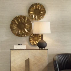 Peonia Wall Art In Bronze, Set Of 3