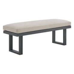 Playa Outdoor Dining Table, 4 Chairs & Bench In Dark Gray