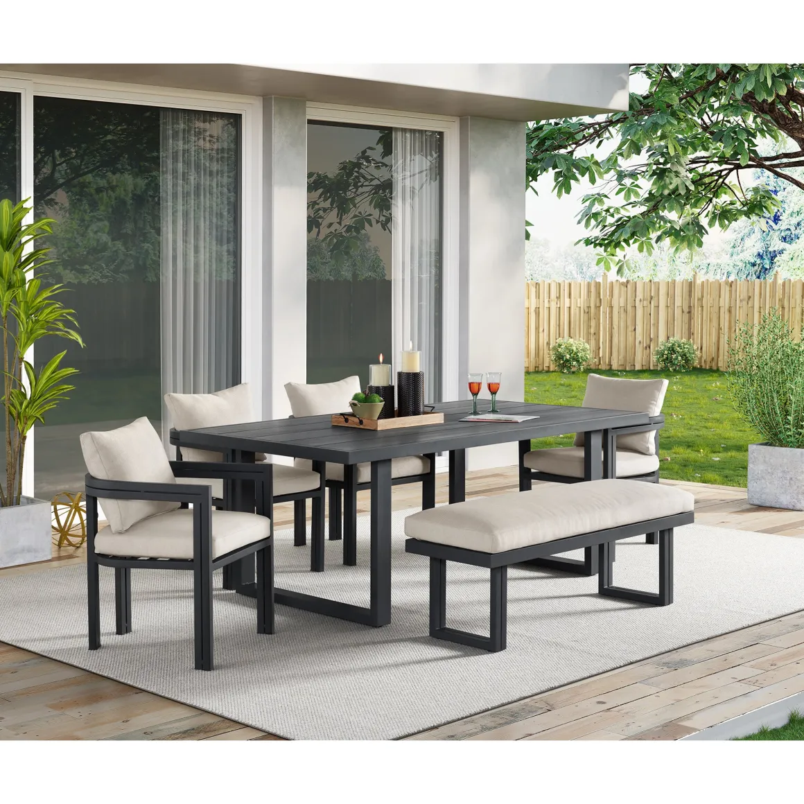 Playa Outdoor Dining Table In Dark Gray