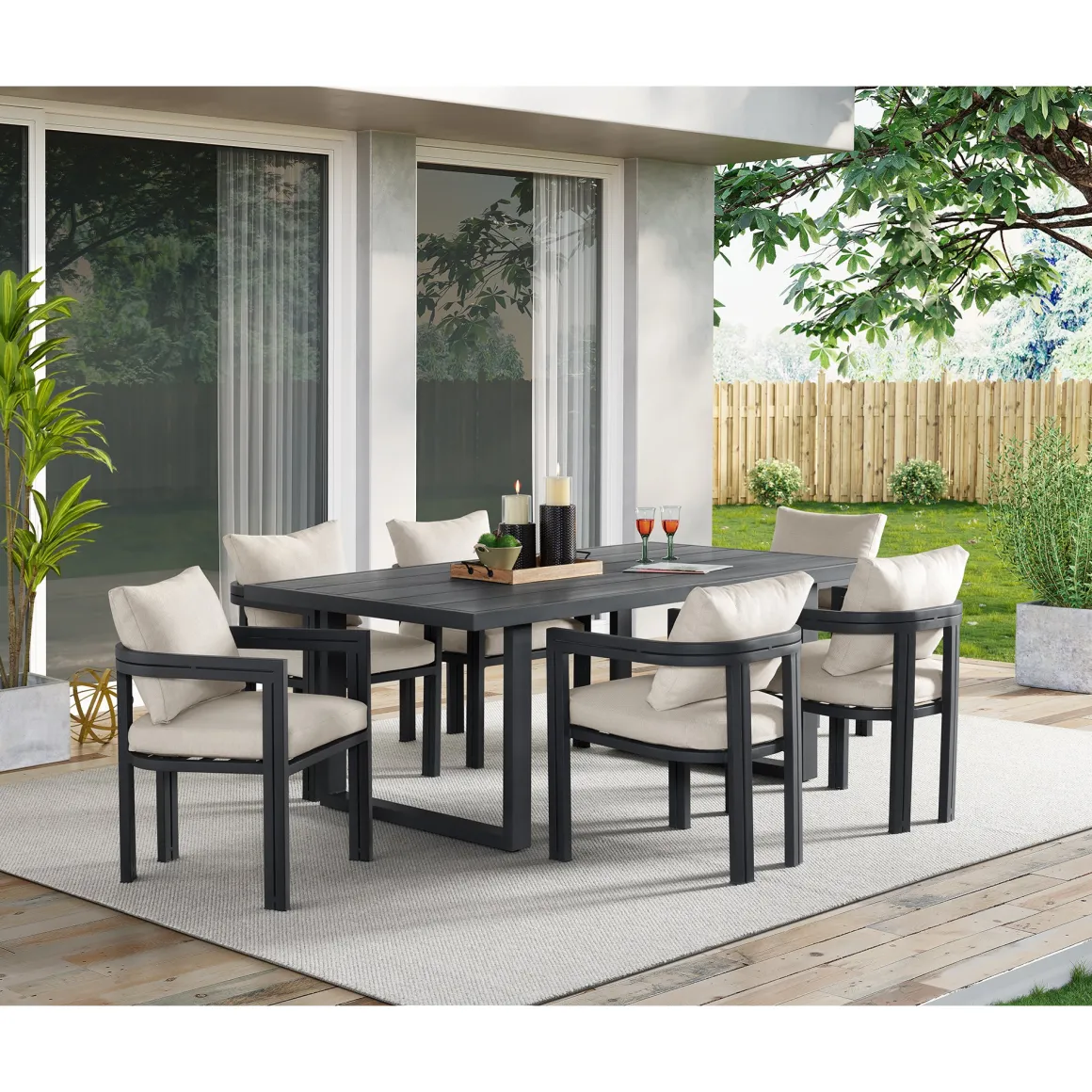 Playa Outdoor Dining Table In Dark Gray
