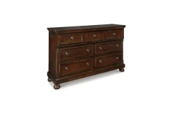 Porter Panel Bed, Dresser, Mirror & Nightstand In Rustic Brown, Queen