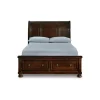 Porter Sleigh Bed W/ Storage In Rustic Brown, Queen