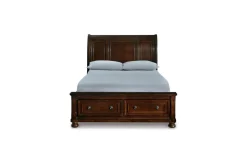 Porter Sleigh Bed W/ Storage In Rustic Brown, Queen