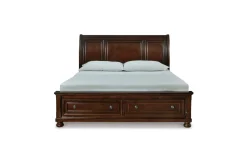 Porter Sleigh Bed W/ Storage In Rustic Brown, Queen