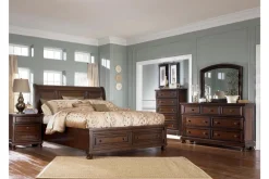 Porter Sleigh Bed W/ Storage In Rustic Brown, Queen