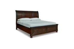 Porter Sleigh Bed W/ Storage In Rustic Brown, Queen