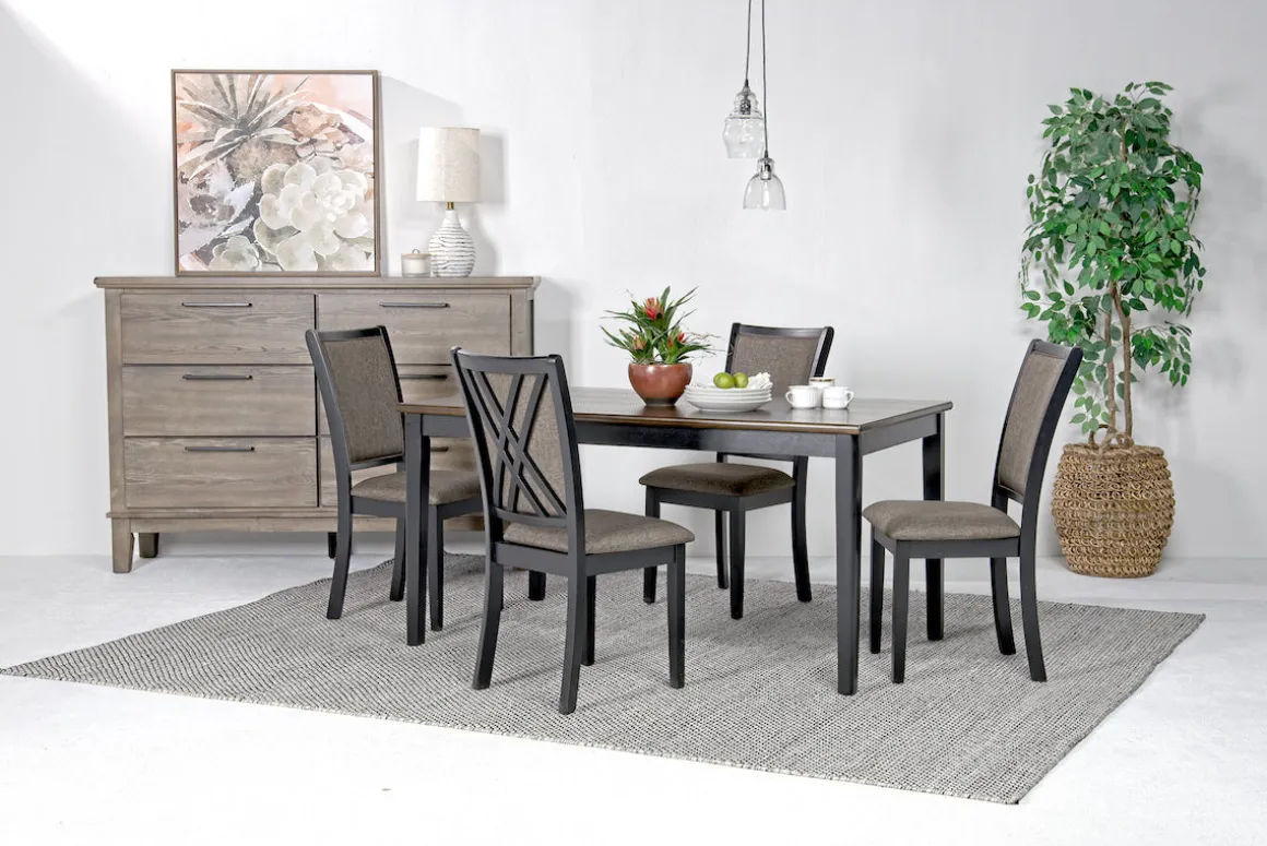 Potomac Dining Table & 4 Chairs In Brown/Black