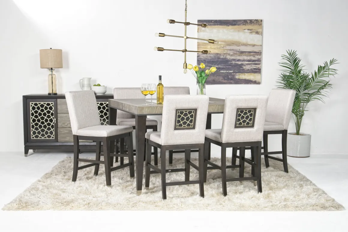 Proximity Counter Height Dining Table & 6 Stools In Gray Oak