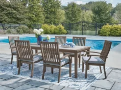 Rainier Outdoor Dining Table & 6 Chairs In Brown/Beige