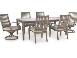 Rainier Outdoor Dining Table & 6 Chairs In Brown/Beige