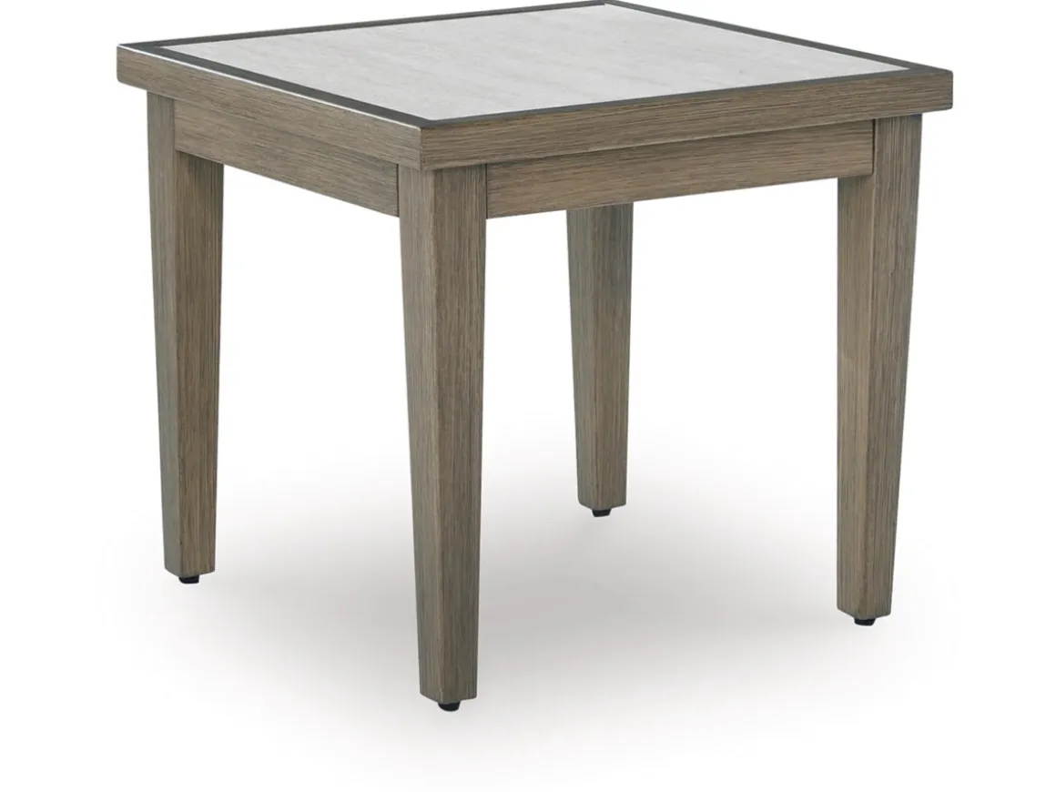 Rainier Outdoor End Table In Brown/Beige