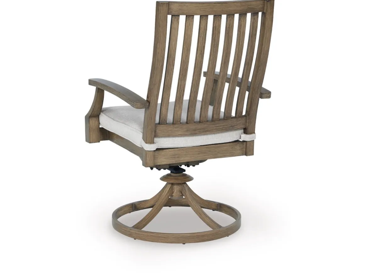 Rainier Outdoor Swivel Chair In Brown/Beige, Set Of 2