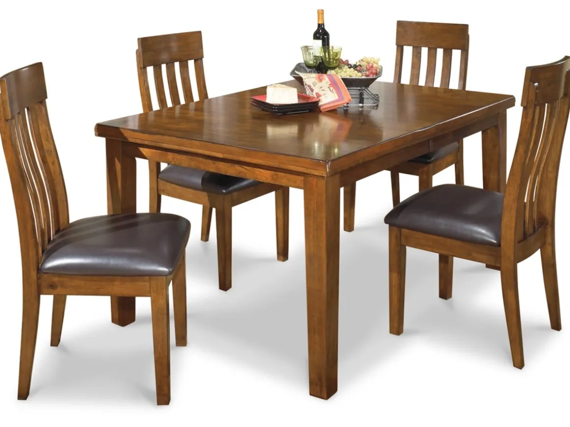 Ralene Extendable Dining Table & 4 Chairs In Brown