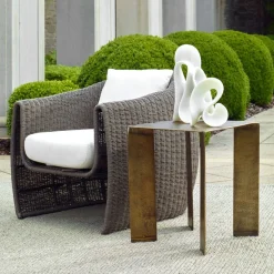 Reade Outdoor Square End Table In Gold