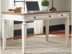 Realyn Office Desk W/ Usb Charging In White/Brown