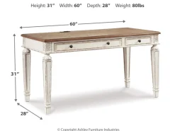 Realyn Office Desk W/ Usb Charging In White/Brown