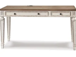 Realyn Office Desk W/ Usb Charging In White/Brown