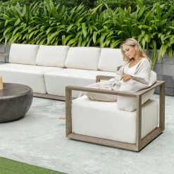 Remsen Outdoor Lounge Chair In Brown